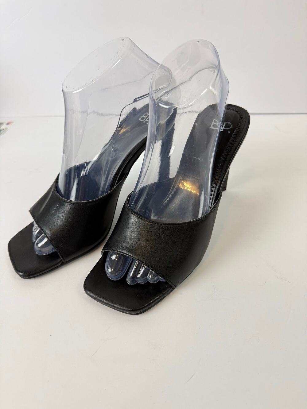 BP. Nordstrom Mirra Black Sandal Stilletto Heel 3 Inch Square Toe Size 6.5